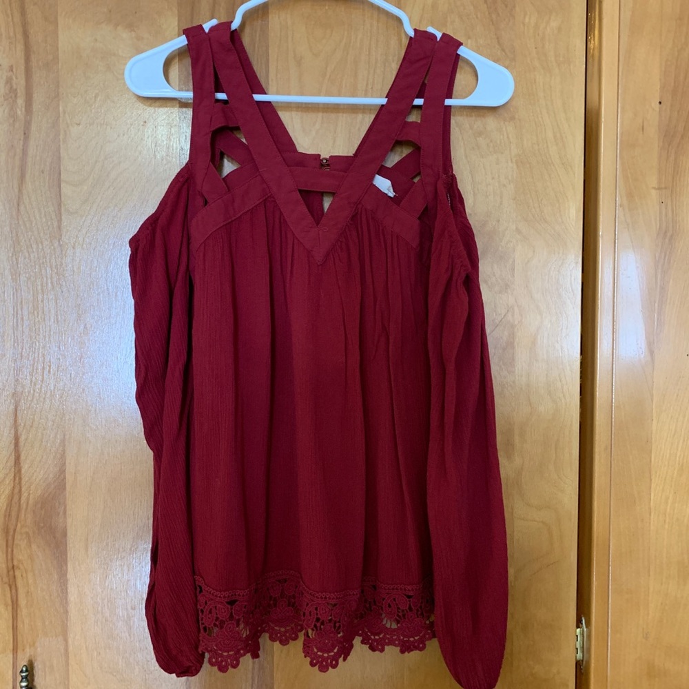 Altar'd State Cutout Cold Shoulder Blouse